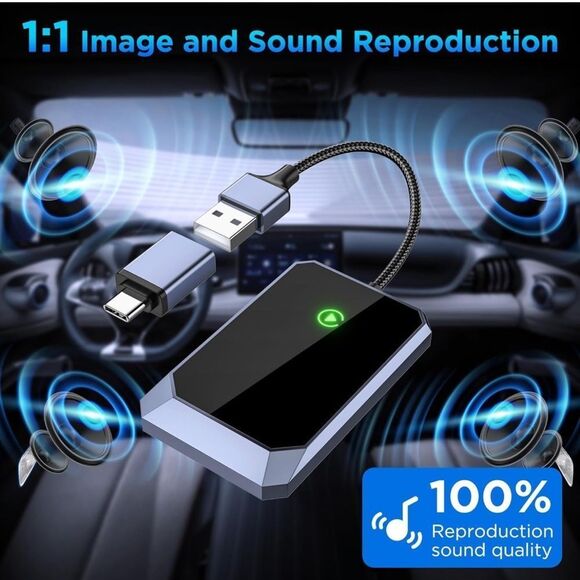 NWT Wireless Carplay Adapter Converts Wired to Wireless Adapter for iPhone - Picture 9 of 9